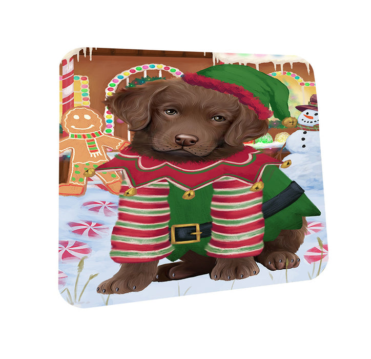 Christmas Gingerbread House Candyfest Chesapeake Bay Retriever Dog Coasters Set of 4 CST56256