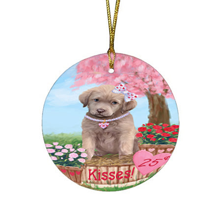 Rosie 25 Cent Kisses Chesapeake Bay Retriever Dog Round Flat Christmas Ornament RFPOR56791