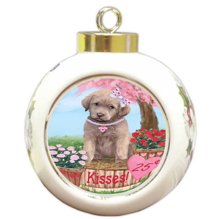 Rosie 25 Cent Kisses Chesapeake Bay Retriever Dog Round Ball Christmas Ornament RBPOR56791