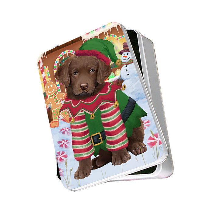 Christmas Gingerbread House Candyfest Chesapeake Bay Retriever Dog Photo Storage Tin PITN56241