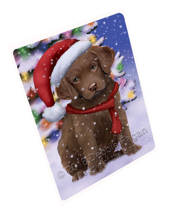 Winterland Wonderland Chesapeake Bay Retriever Dog In Christmas Holiday Scenic Background  Large Refrigerator / Dishwasher Magnet RMAG81150