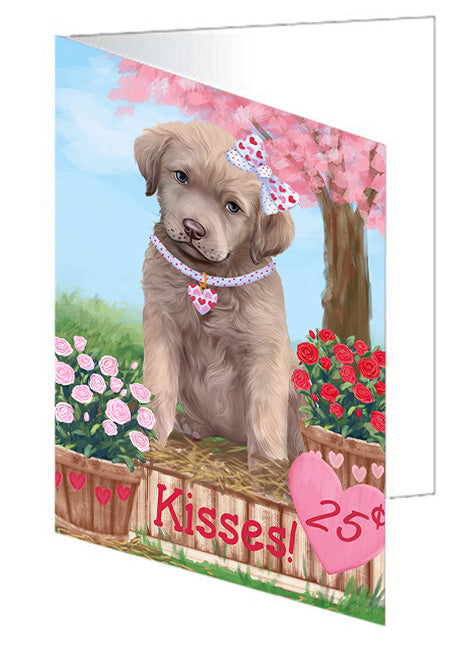 Rosie 25 Cent Kisses Chesapeake Bay Retriever Dog Handmade Artwork Assorted Pets Greeting Cards and Note Cards with Envelopes for All Occasions and Holiday Seasons GCD73820