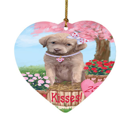 Rosie 25 Cent Kisses Chesapeake Bay Retriever Dog Heart Christmas Ornament HPOR56791