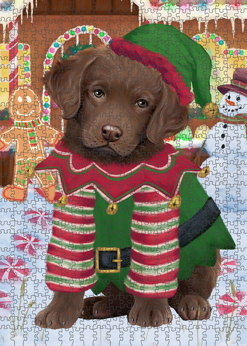 Christmas Gingerbread House Candyfest Chesapeake Bay Retriever Dog Puzzle with Photo Tin PUZL93392