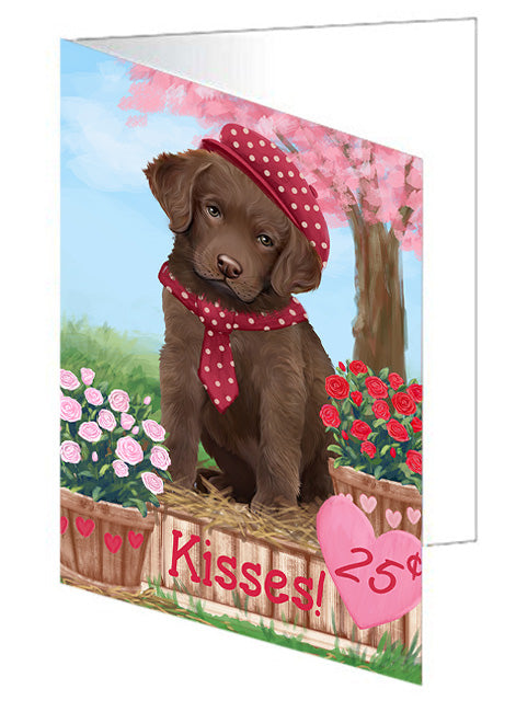 Rosie 25 Cent Kisses Chesapeake Bay Retriever Dog Handmade Artwork Assorted Pets Greeting Cards and Note Cards with Envelopes for All Occasions and Holiday Seasons GCD73823