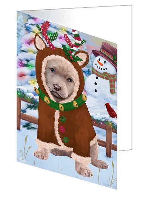 Christmas Gingerbread House Candyfest Chesapeake Bay Retriever Dog Handmade Artwork Assorted Pets Greeting Cards and Note Cards with Envelopes for All Occasions and Holiday Seasons GCD73412