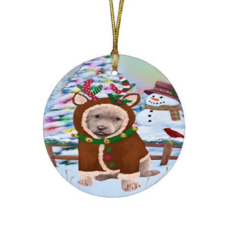 Christmas Gingerbread House Candyfest Chesapeake Bay Retriever Dog Round Flat Christmas Ornament RFPOR56655