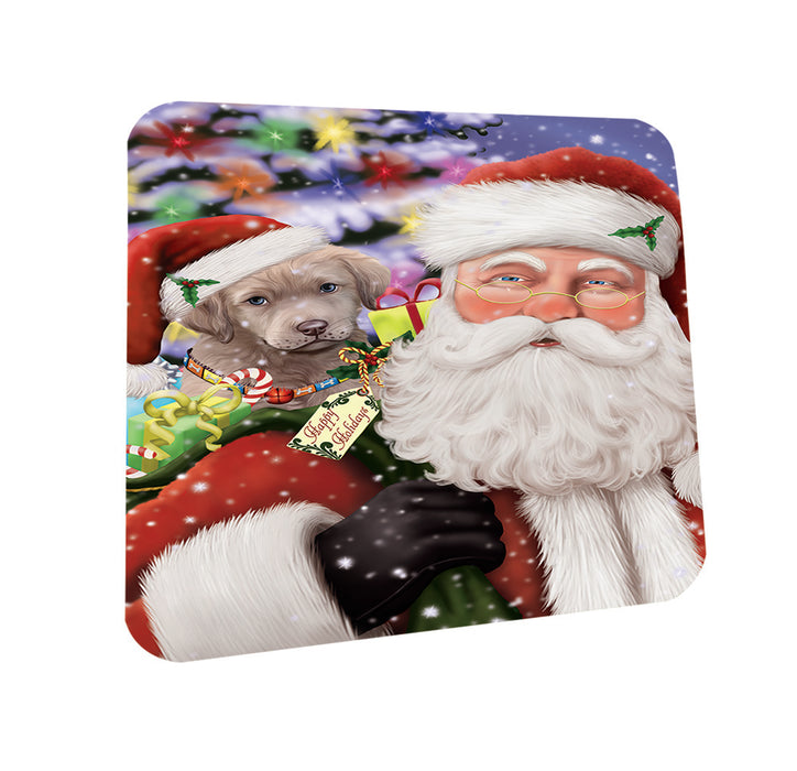 Santa Carrying Chesapeake Bay Retriever Dog and Christmas Presents Coasters Set of 4 CST53935