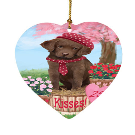 Rosie 25 Cent Kisses Chesapeake Bay Retriever Dog Heart Christmas Ornament HPOR56792