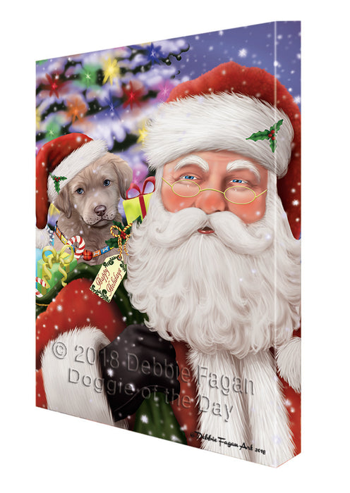 Santa Carrying Chesapeake Bay Retriever Dog and Christmas Presents Canvas Print Wall Art Décor CVS103643