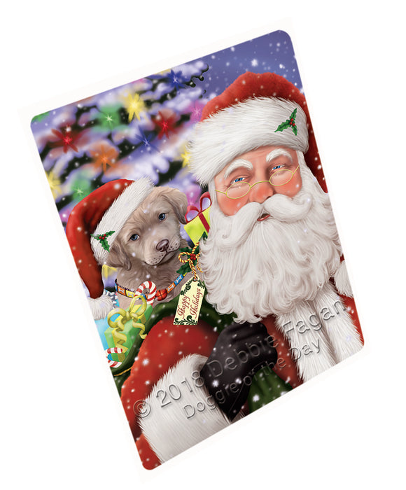 Santa Carrying Chesapeake Bay Retriever Dog and Christmas Presents Large Refrigerator / Dishwasher Magnet RMAG84744