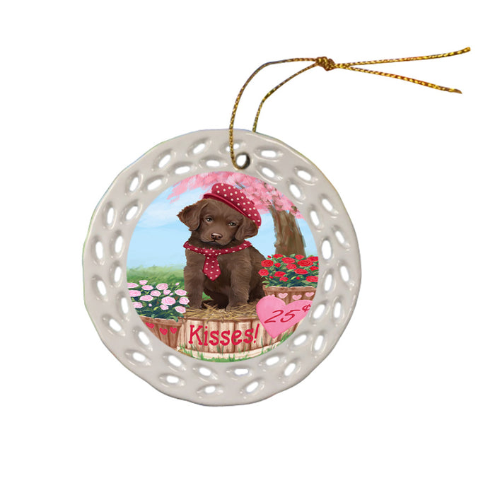 Rosie 25 Cent Kisses Chesapeake Bay Retriever Dog Ceramic Doily Ornament DPOR56792