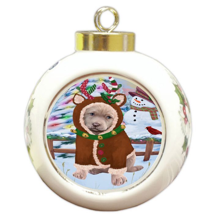 Christmas Gingerbread House Candyfest Chesapeake Bay Retriever Dog Round Ball Christmas Ornament RBPOR56655