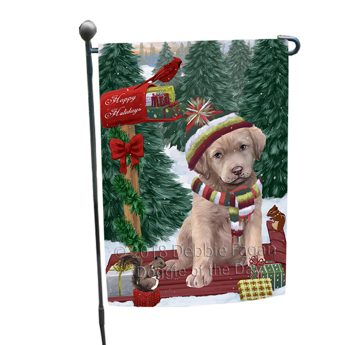 Merry Christmas Woodland Sled Chesapeake Bay Retriever Dog Garden Flag GFLG55185