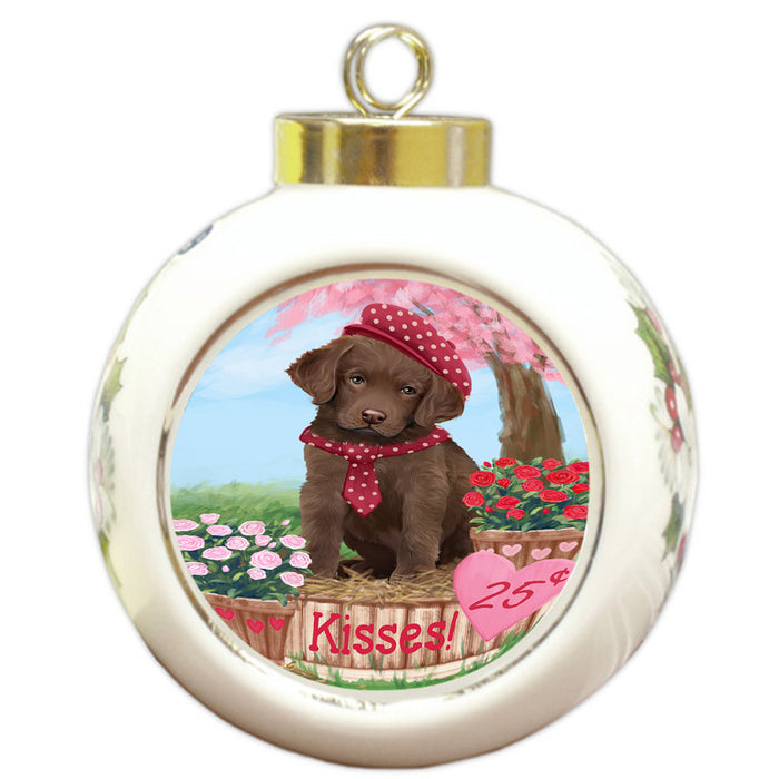 Rosie 25 Cent Kisses Chesapeake Bay Retriever Dog Round Ball Christmas Ornament RBPOR56792