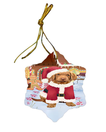 Christmas Gingerbread House Candyfest Chesapeake Bay Retriever Dog Star Porcelain Ornament SPOR56656