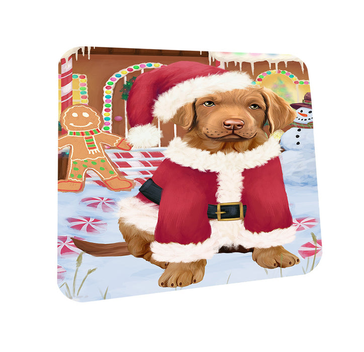 Christmas Gingerbread House Candyfest Chesapeake Bay Retriever Dog Coasters Set of 4 CST56258