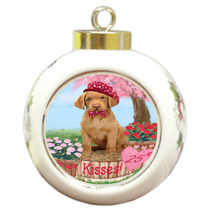 Rosie 25 Cent Kisses Chesapeake Bay Retriever Dog Round Ball Christmas Ornament RBPOR56793