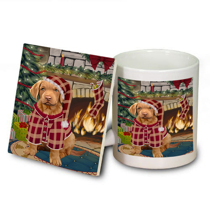The Stocking was Hung Chesapeake Bay Retriever Dog Mug and Coaster Set MUC55262