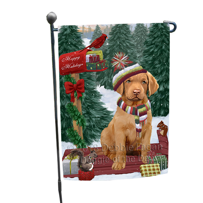 Merry Christmas Woodland Sled Chesapeake Bay Retriever Dog Garden Flag GFLG55186
