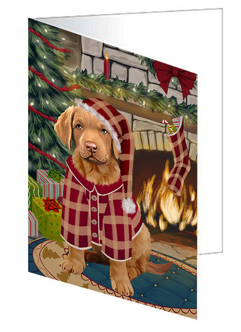 The Stocking was Hung Boxer Dog Handmade Artwork Assorted Pets Greeting Cards and Note Cards with Envelopes for All Occasions and Holiday Seasons GCD70238