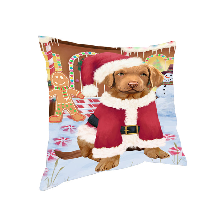 Christmas Gingerbread House Candyfest Chesapeake Bay Retriever Dog Pillow PIL79492