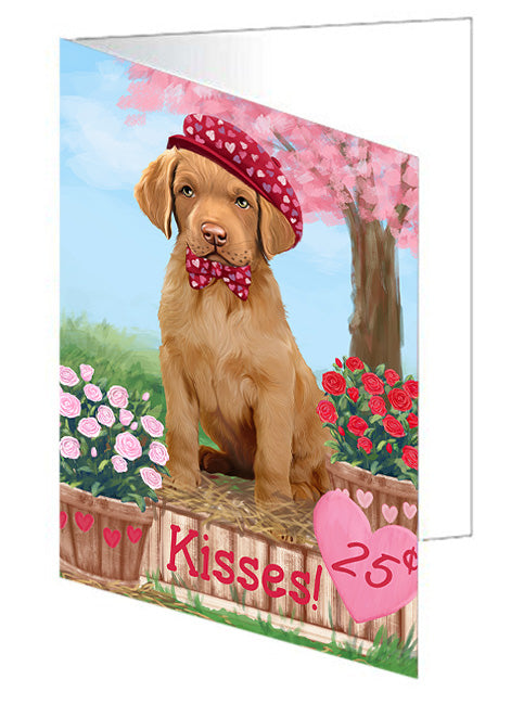 Rosie 25 Cent Kisses Chesapeake Bay Retriever Dog Handmade Artwork Assorted Pets Greeting Cards and Note Cards with Envelopes for All Occasions and Holiday Seasons GCD73826