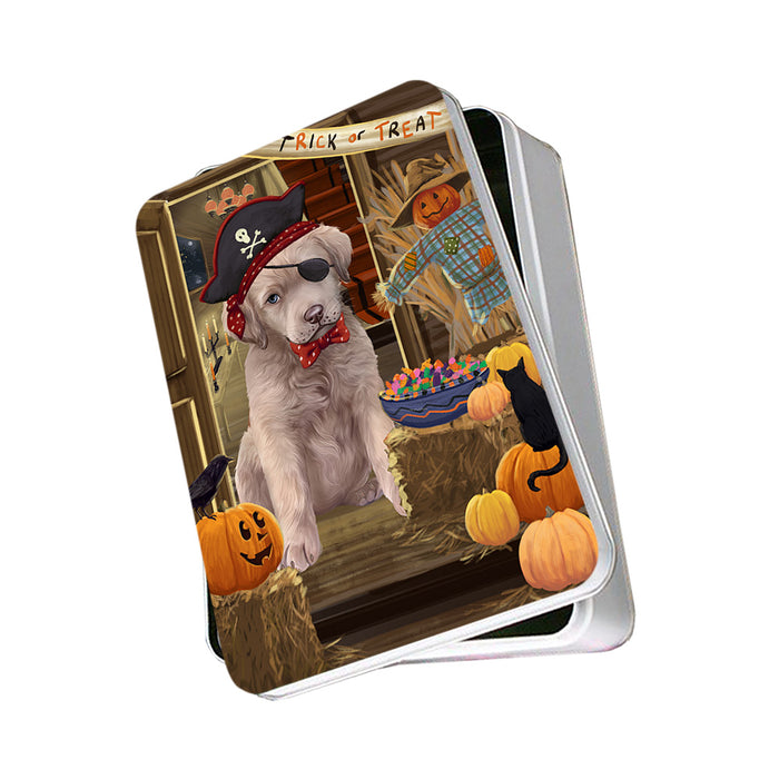 Enter at Own Risk Trick or Treat Halloween Chesapeake Bay Retriever Dog Photo Storage Tin PITN53076