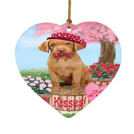 Rosie 25 Cent Kisses Chesapeake Bay Retriever Dog Heart Christmas Ornament HPOR56793