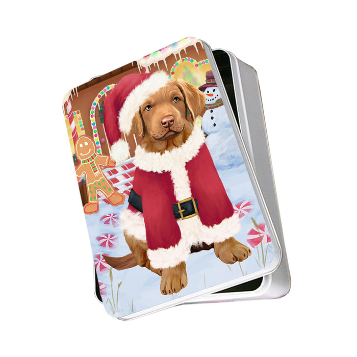 Christmas Gingerbread House Candyfest Chesapeake Bay Retriever Dog Photo Storage Tin PITN56243