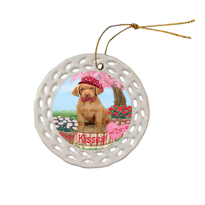 Rosie 25 Cent Kisses Chesapeake Bay Retriever Dog Ceramic Doily Ornament DPOR56793