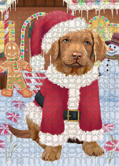 Christmas Gingerbread House Candyfest Chesapeake Bay Retriever Dog Puzzle with Photo Tin PUZL93400