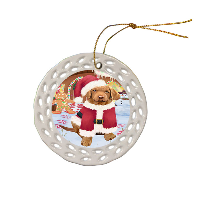 Christmas Gingerbread House Candyfest Chesapeake Bay Retriever Dog Ceramic Doily Ornament DPOR56656