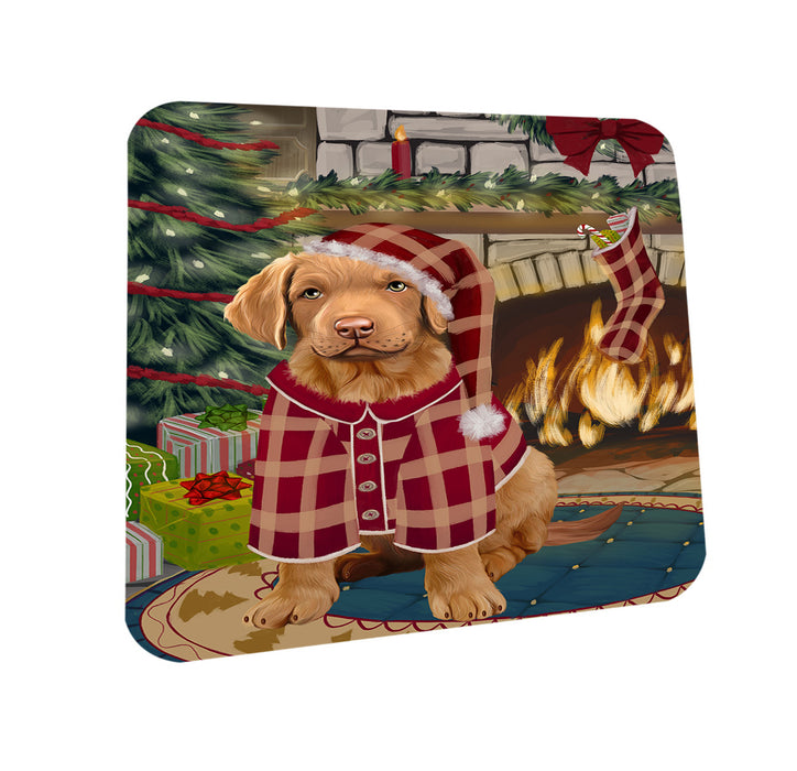 The Stocking was Hung Chesapeake Bay Retriever Dog Coasters Set of 4 CST55228