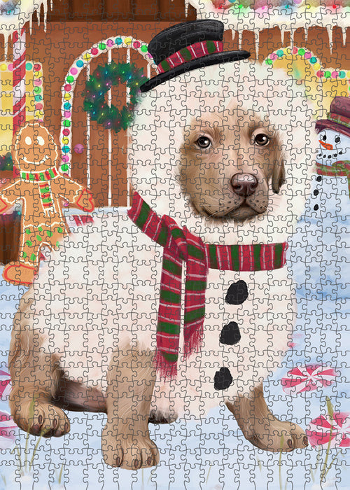 Christmas Gingerbread House Candyfest Chesapeake Bay Retriever Dog Puzzle with Photo Tin PUZL93404