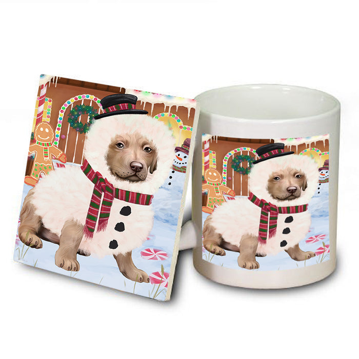 Christmas Gingerbread House Candyfest Chesapeake Bay Retriever Dog Mug and Coaster Set MUC56293