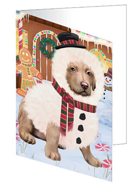 Christmas Gingerbread House Candyfest Chesapeake Bay Retriever Dog Handmade Artwork Assorted Pets Greeting Cards and Note Cards with Envelopes for All Occasions and Holiday Seasons GCD73418