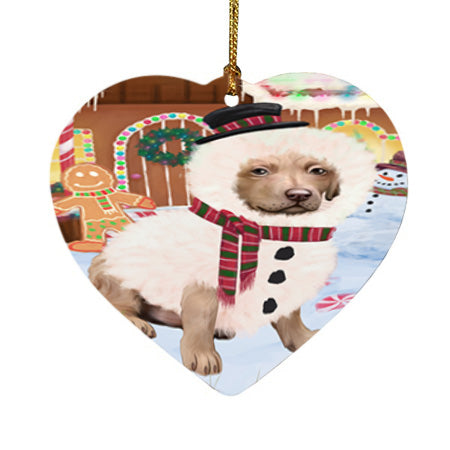Christmas Gingerbread House Candyfest Chesapeake Bay Retriever Dog Heart Christmas Ornament HPOR56657