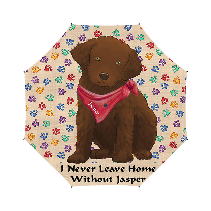 Custom Pet Name Personalized I never Leave Home Chesapeake Bay Retriever Dog Semi-Automatic Foldable Umbrella