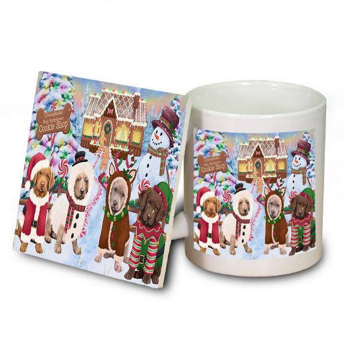Holiday Gingerbread Cookie Shop Chesapeake Bay Retrievers Dog Mug and Coaster Set MUC56383