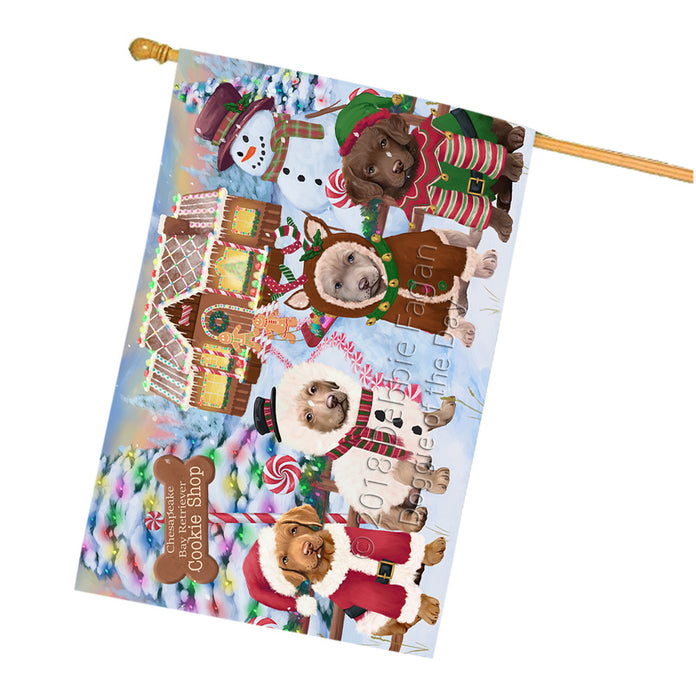 Holiday Gingerbread Cookie Shop Chesapeake Bay Retrievers Dog House Flag FLG57075