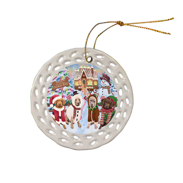 Holiday Gingerbread Cookie Shop Chesapeake Bay Retrievers Dog Ceramic Doily Ornament DPOR56747