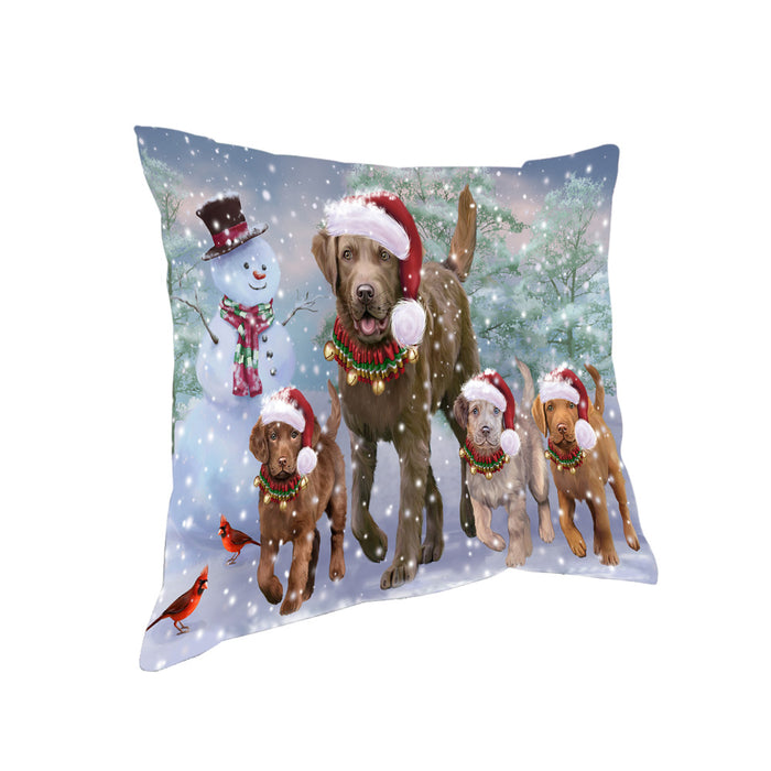Christmas Running Family Chesapeake Bay Retriever Dogs Pillow PIL83672