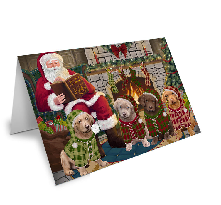 Christmas Cozy Holiday Tails Chesapeake Bay Retrievers Dog Handmade Artwork Assorted Pets Greeting Cards and Note Cards with Envelopes for All Occasions and Holiday Seasons GCD69860