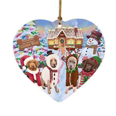 Holiday Gingerbread Cookie Shop Chesapeake Bay Retrievers Dog Heart Christmas Ornament HPOR56747