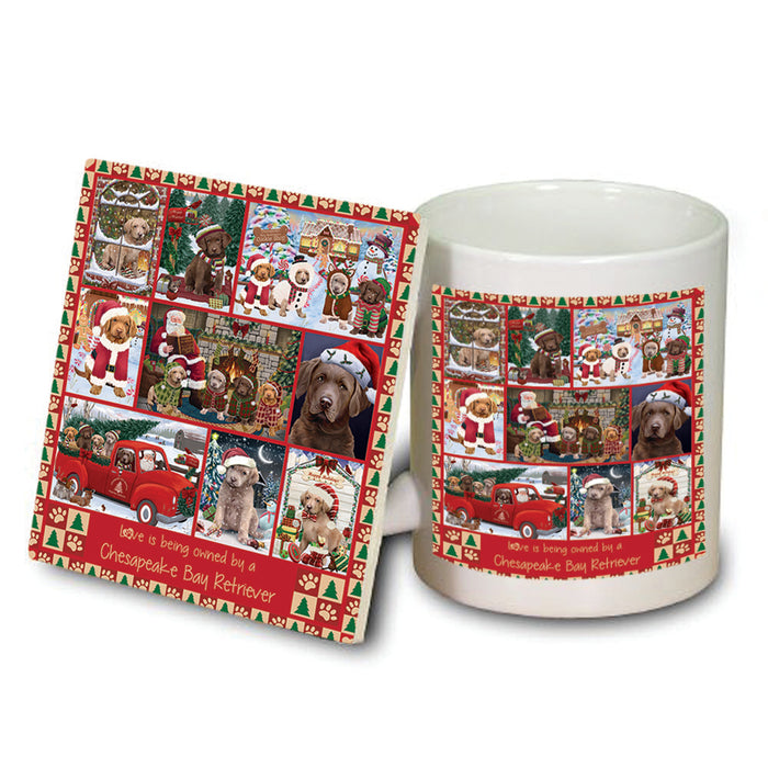 Love is Being Owned Christmas Chesapeake Bay Retriever Dogs Mug and Coaster Set MUC57207