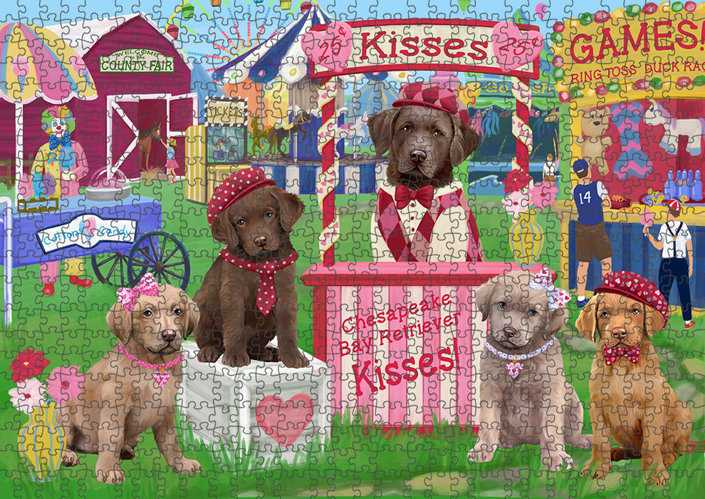 Carnival Kissing Booth Chesapeake Bay Retrievers Dog Puzzle with Photo Tin PUZL93340