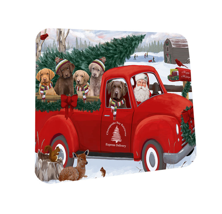 Christmas Santa Express Delivery Chesapeake Bay Retrievers Dog Family Coasters Set of 4 CST54984