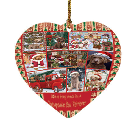 Love is Being Owned Christmas Chesapeake Bay Retriever Dogs Heart Christmas Ornament HPOR57842