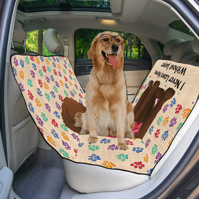 Personalized I Never Leave Home Paw Print Chesapeake Bay Retriever Dogs Pet Back Car Seat Cover